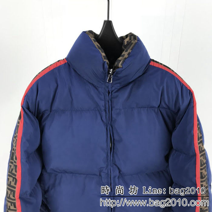 FENDI芬迪 專櫃同步 18秋冬新款 FF圖案 男款兩面穿棉服 ydi2217
